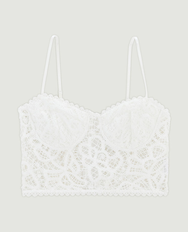 Brassière balconnet en dentelle crochet blanc - Pimkie