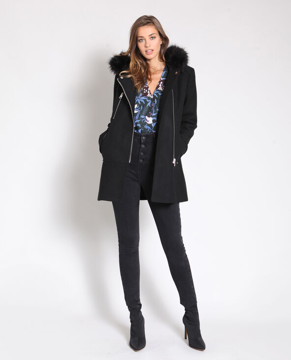 Manteau femme mi shop long avec capuche