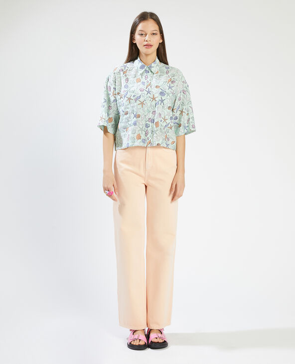 Chemisier cropped manches courtes bleu - Pimkie