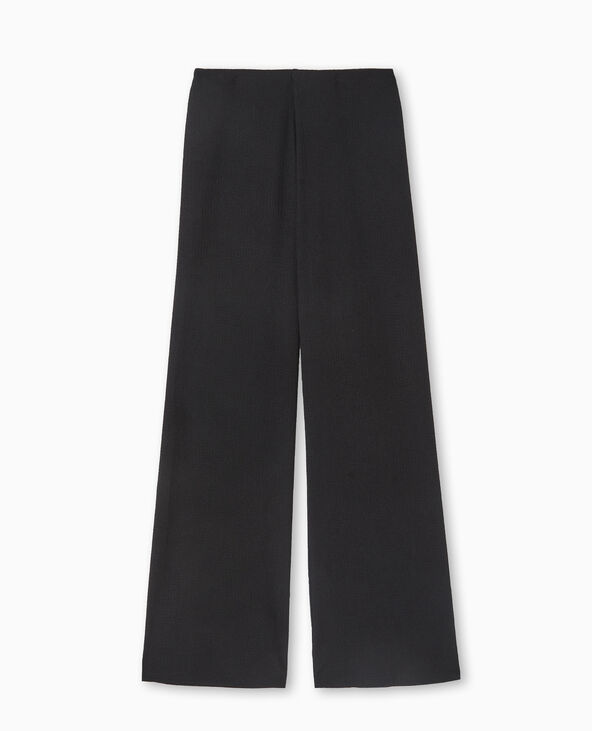 Pantalon large et fluide en tissu effet froissé noir - Pimkie