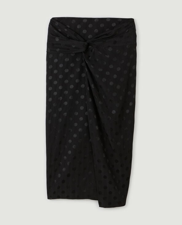 Jupe midi effet portefeuille noir - Pimkie