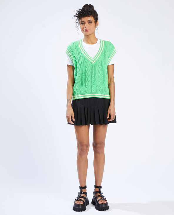 Pull sans manche torsade