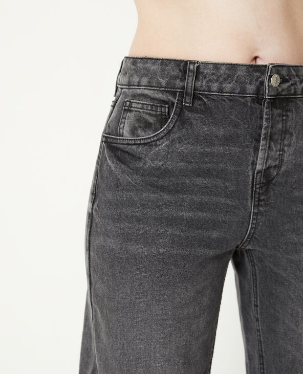 Jean wide taille basse effet délavé gris foncé - Pimkie