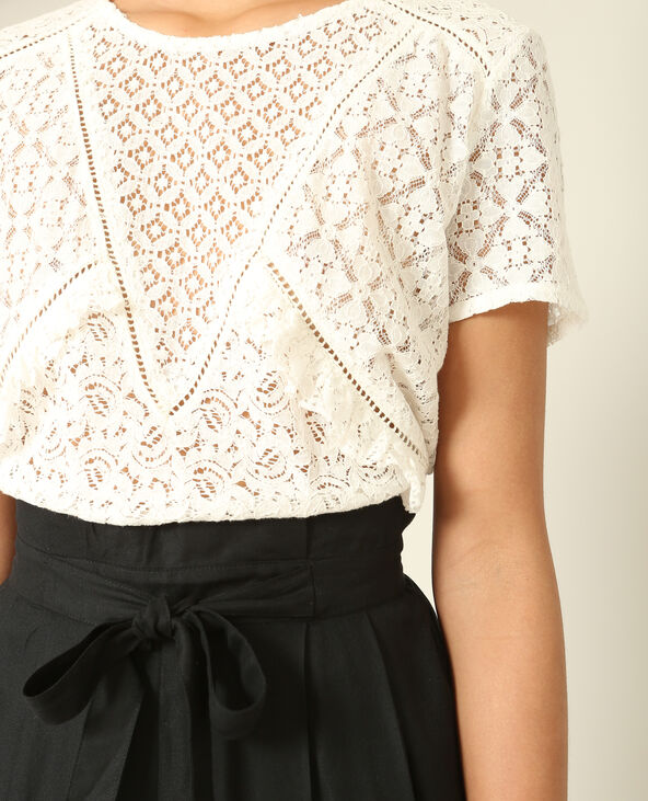 T-shirt en dentelle blanc - Pimkie