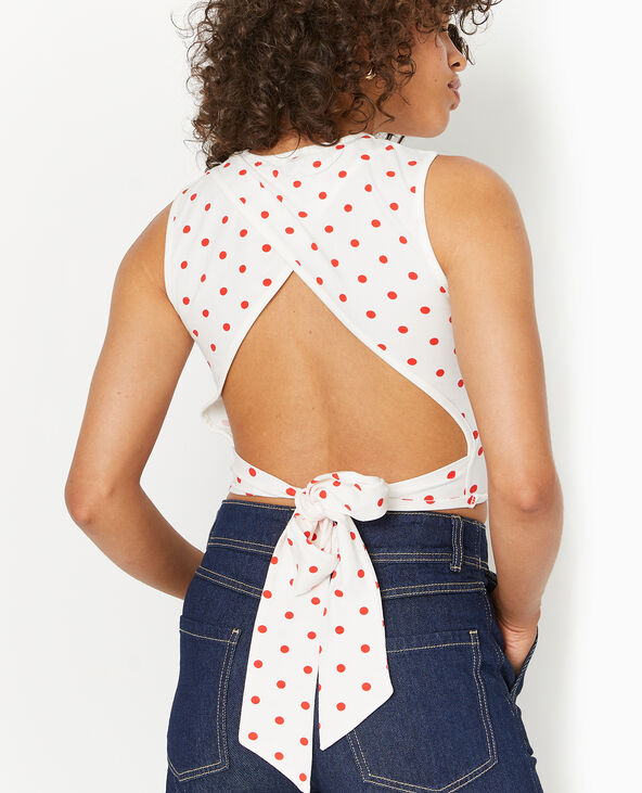 Débardeur avec cut-out dos motif pois écru - Pimkie