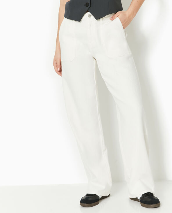 Jean wide souple taille regular blanc - Pimkie