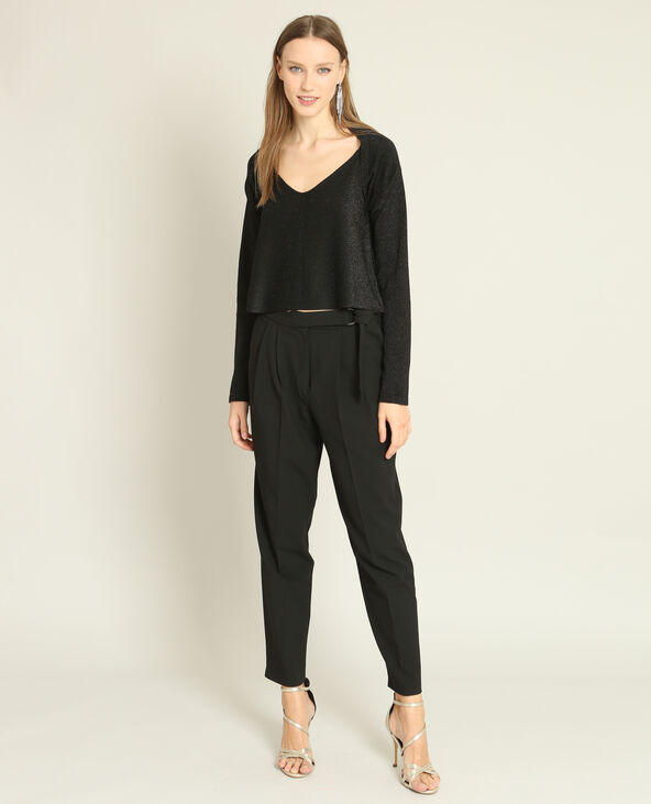 Cropped top brillant noir - Pimkie