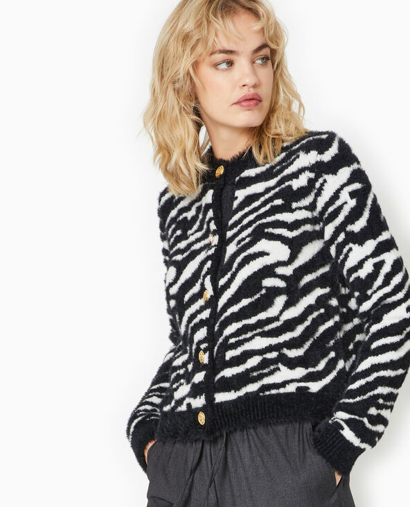 Gilet motif zèbre avec boutons dorés noir - Pimkie