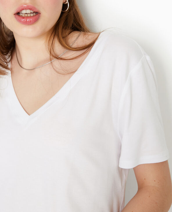 T-shirt ample col V avec viscose blanc - Pimkie