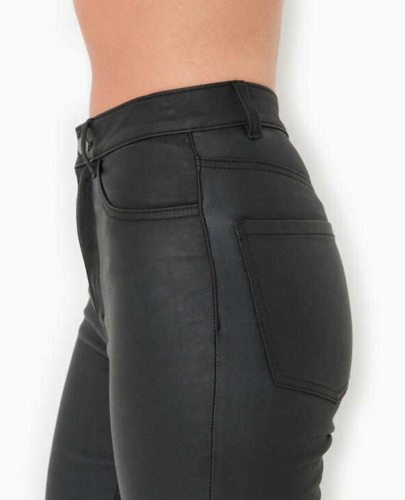 Jean skinny enduit effet cuir noir - Pimkie