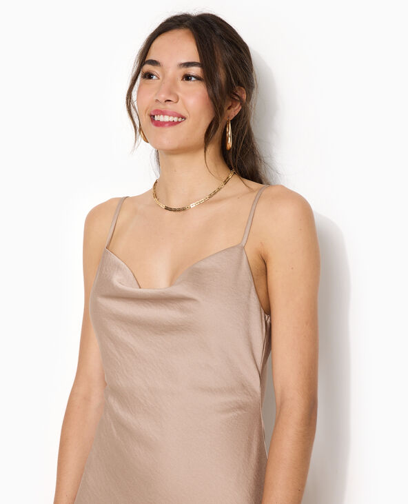 Robe courte en tissu satiné col bénitier gris clair - Pimkie