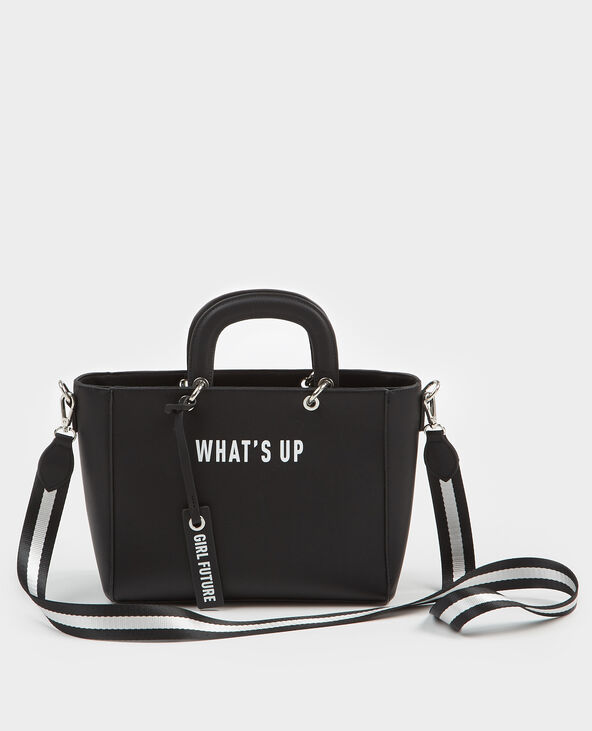 Petit sac cabas à message noir - Pimkie