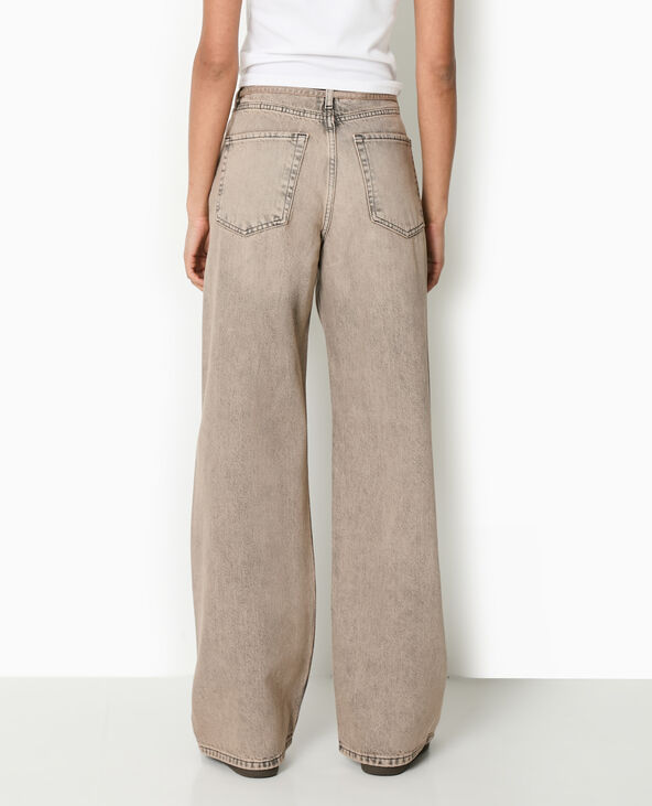 Jean droit taille basse avec ceinture à nouer marron - Pimkie