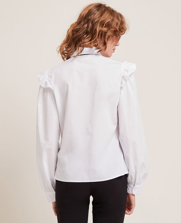 Chemise à volants brodés blanc - Pimkie