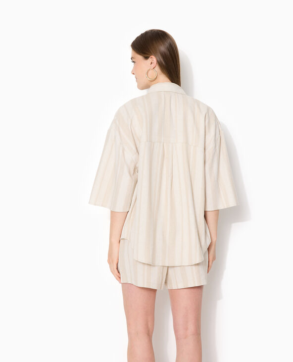 Chemise manches courtes oversize avec lin blanc - Pimkie