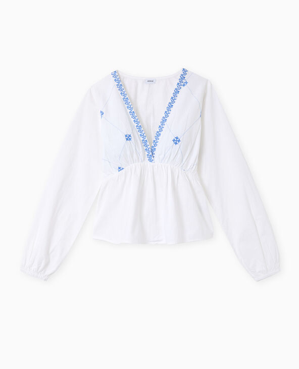 Blouse brodée manches longues blanc - Pimkie