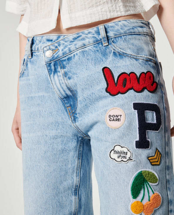 Jean baggy avec patchs bleu - Pimkie