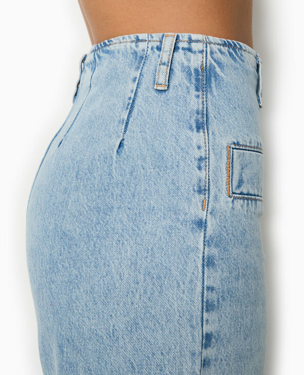 Jean droit taille haute fausses poches devant bleu - Pimkie
