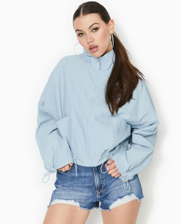 Veste légère zippée avec détails liens élastiqués bleu - Pimkie