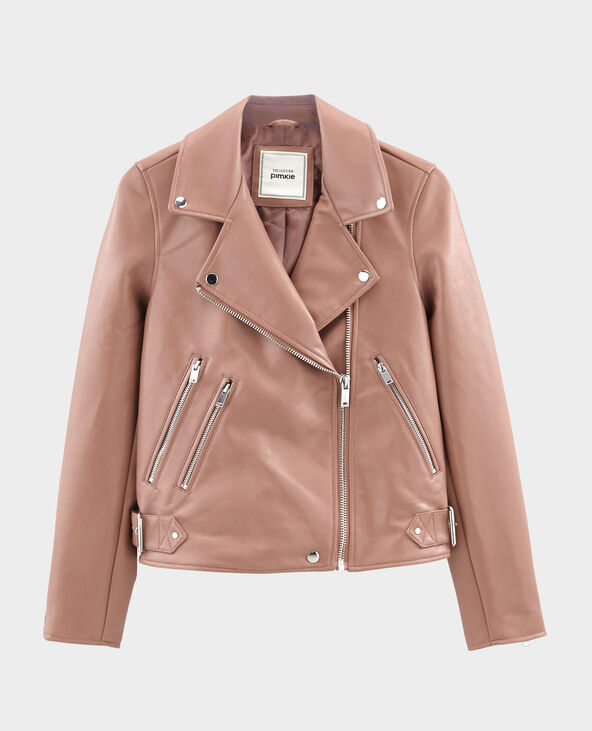 Veste simili cuir best sale rose