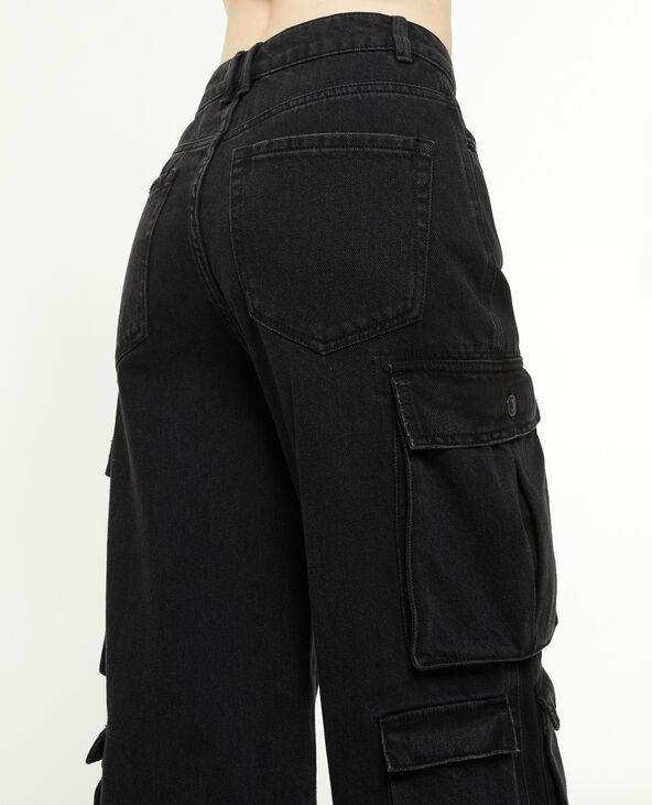 Jean cargo large multipoche noir - Pimkie