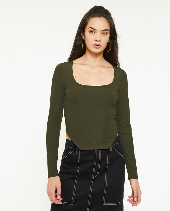 Top encolure carrée effet corset vert kaki - Pimkie