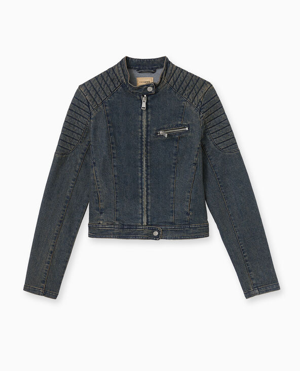 Blouson biker en jean jaune ocre - Pimkie