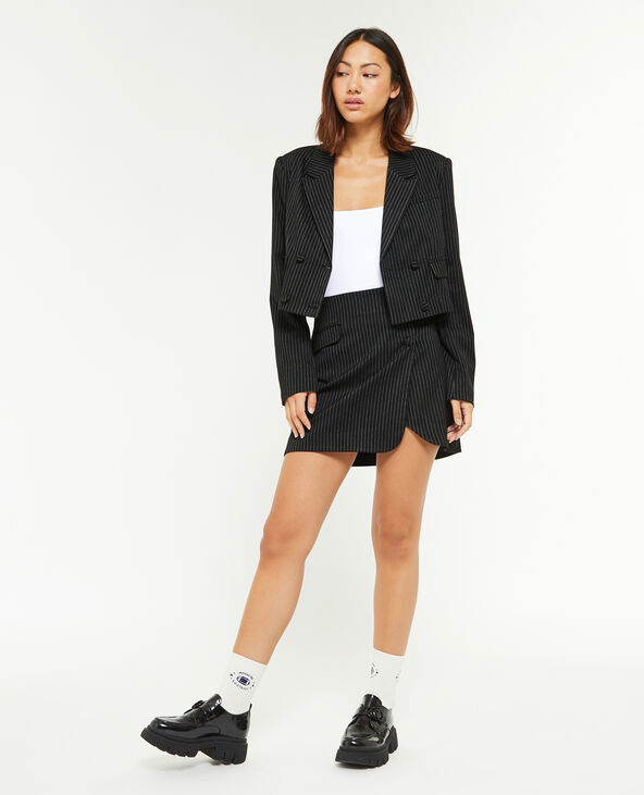 Veste blazer courte rayures banquier noir - Pimkie