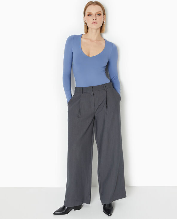 Body manches longues en matière gainante bleu - Pimkie
