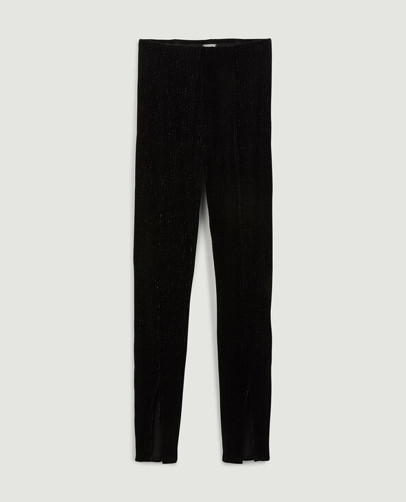 Legging en velours et lurex avec fentes noir - Pimkie