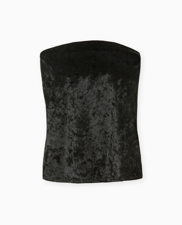 Top bustier en velours noir - Pimkie