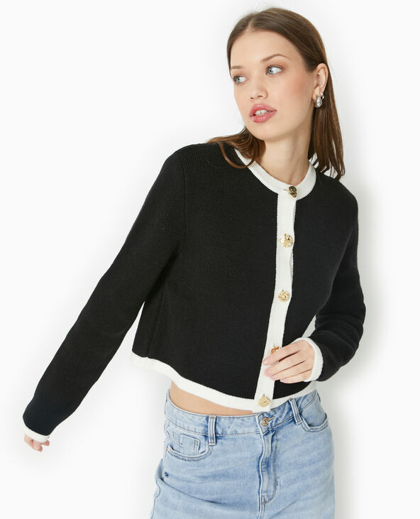 Gilet en maille avec boutons fantaisie noir - Pimkie