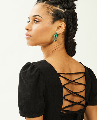 Top encolure carrée avec laçage dos noir - Pimkie