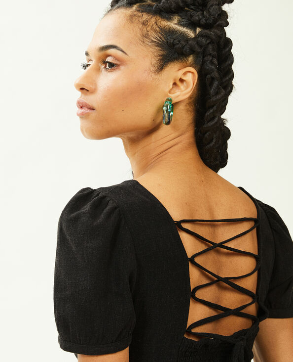 Top encolure carrée avec laçage dos noir - Pimkie