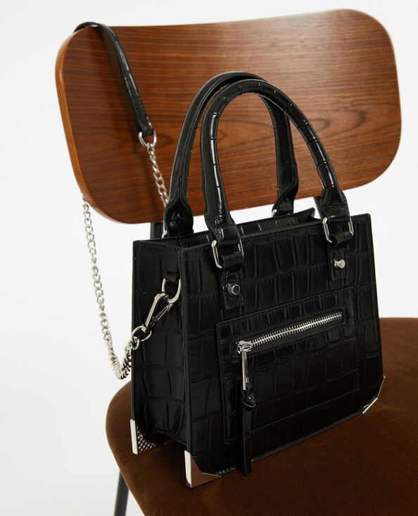 Sac boxy effet croco avec chaîne noir - Pimkie