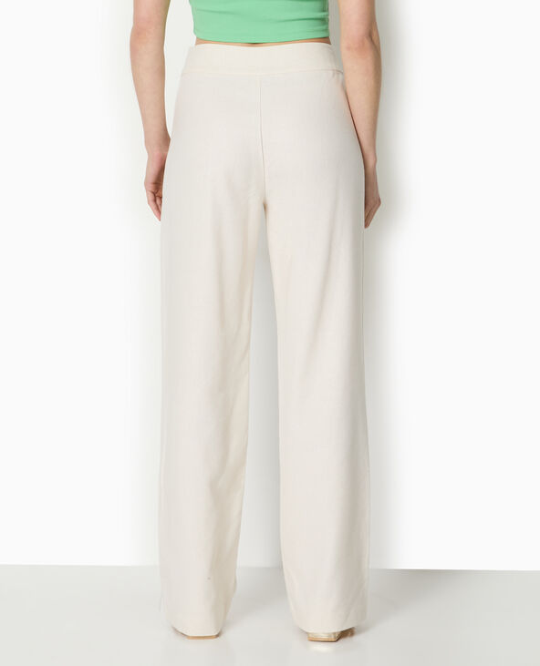 Pantalon droit taille haute avec lin blanc - Pimkie