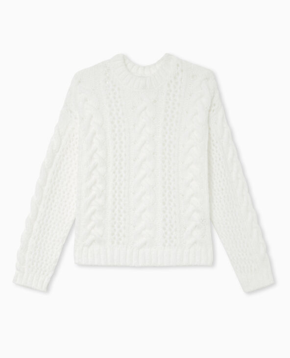 Pull en maille ajourée et torsadée blanc - Pimkie