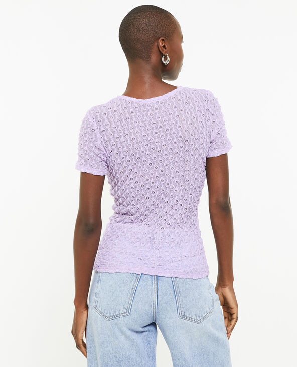 Top en dentelle tissu reliefé lilas - Pimkie