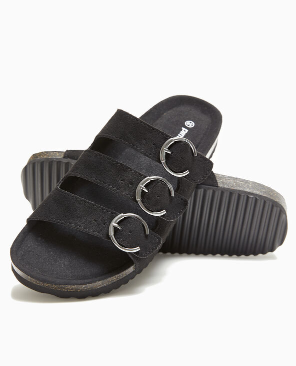 Mules 3 brides noir - Pimkie