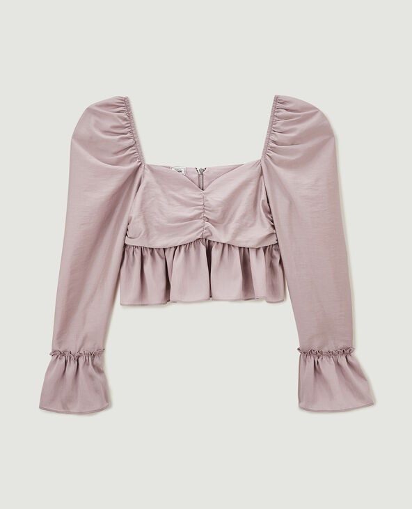 Blouse courte avec volants lilas - Pimkie