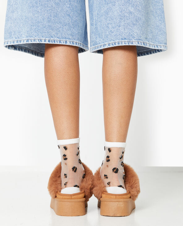 2 paires de chaussettes transparentes avec léopard noir - Pimkie