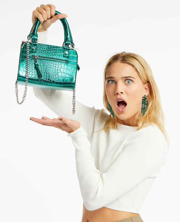 Sac boxy effet croco shiny vert - Pimkie