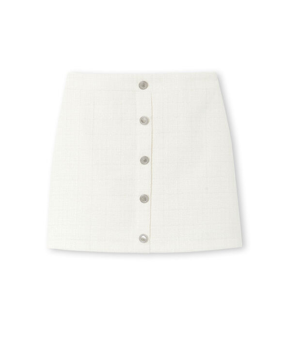Jupe en tweed avec boutons blanc - Pimkie