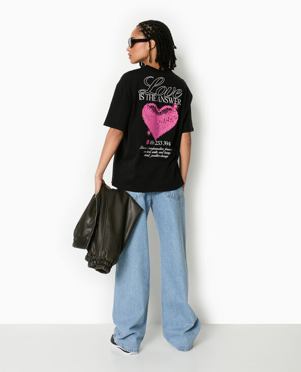 T-shirt oversize avec print poitrine et dos noir - Pimkie