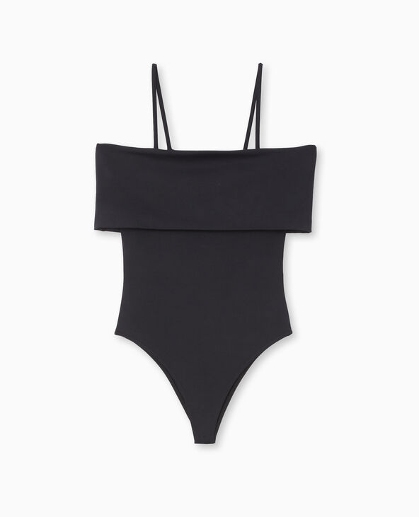 Body avec encolure Bardot et bretelles noir - Pimkie