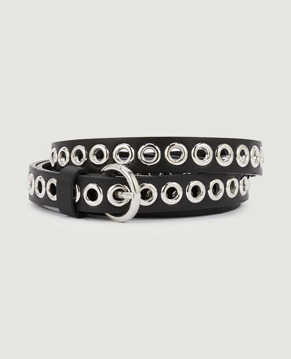 Ceinture double tour avec œillets métalliques noir - Pimkie