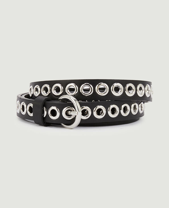 Ceinture double tour avec œillets métalliques noir - Pimkie