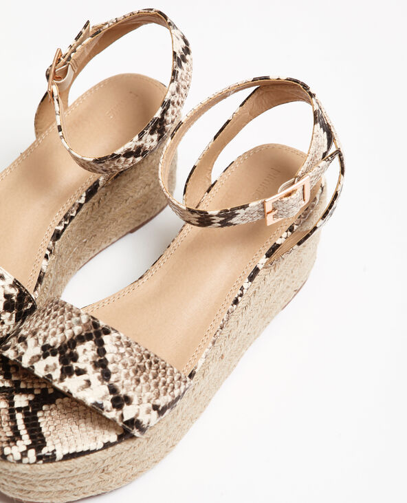 Sandales plateforme python beige - Pimkie
