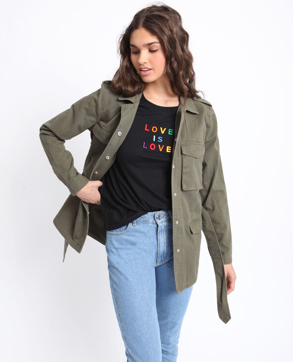 Veste army à ceinture vert kaki - Pimkie