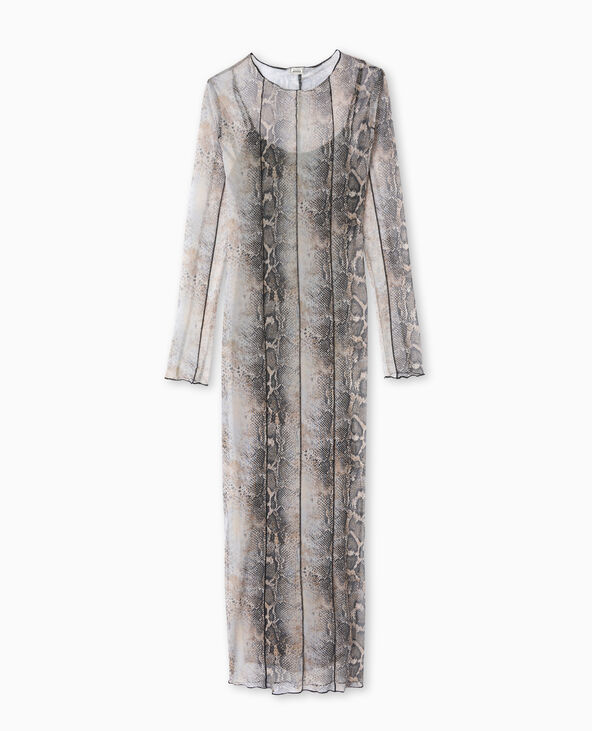 Robe longue en tulle motif python beige - Pimkie